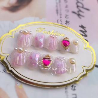 Pink Seashell Gel Nails (SN11)